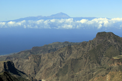 Blick vom Roque Nublo nach Aldea und Teneriffa